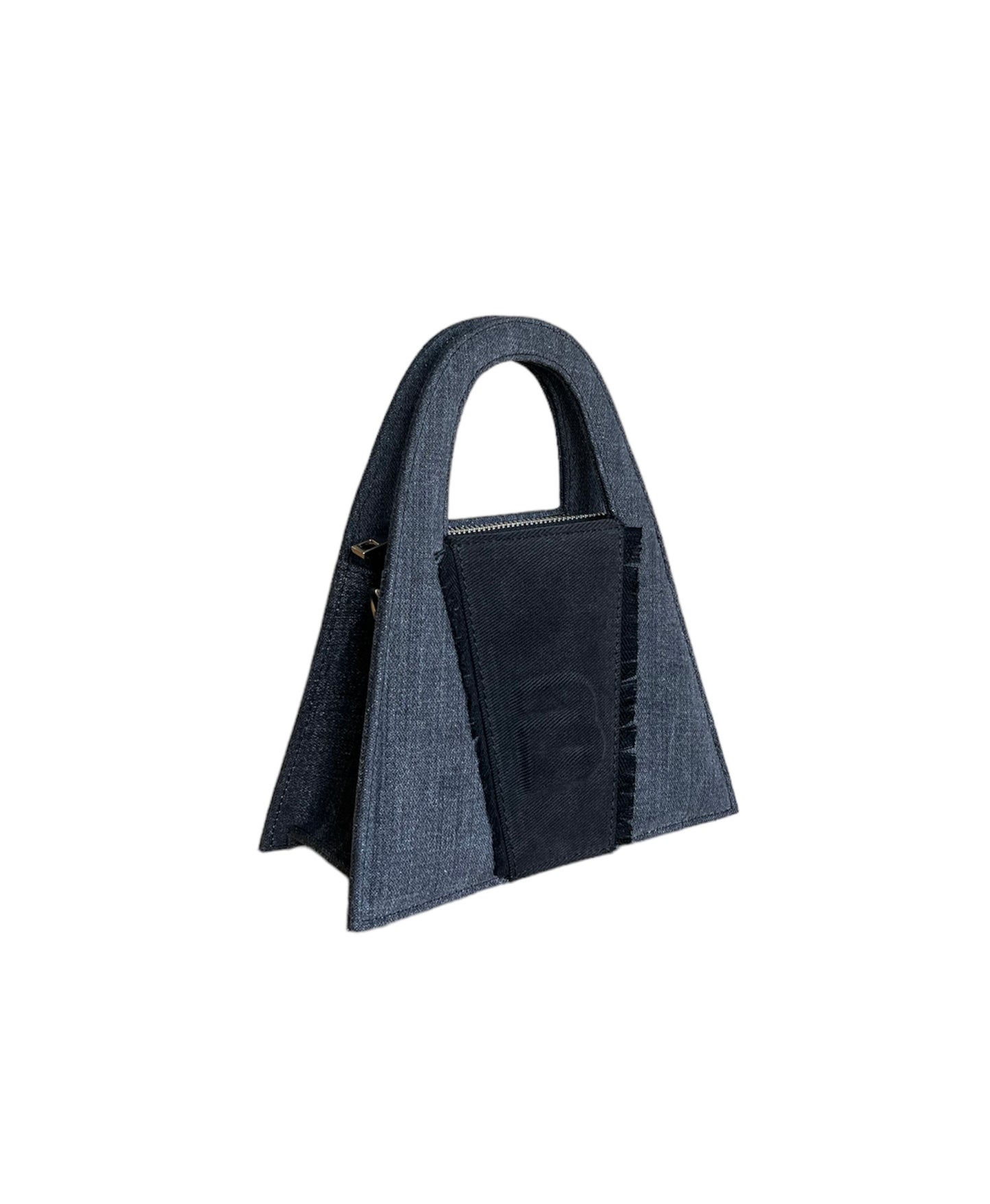 Black & Gray Recycled Denim Minnie Lock Bag
