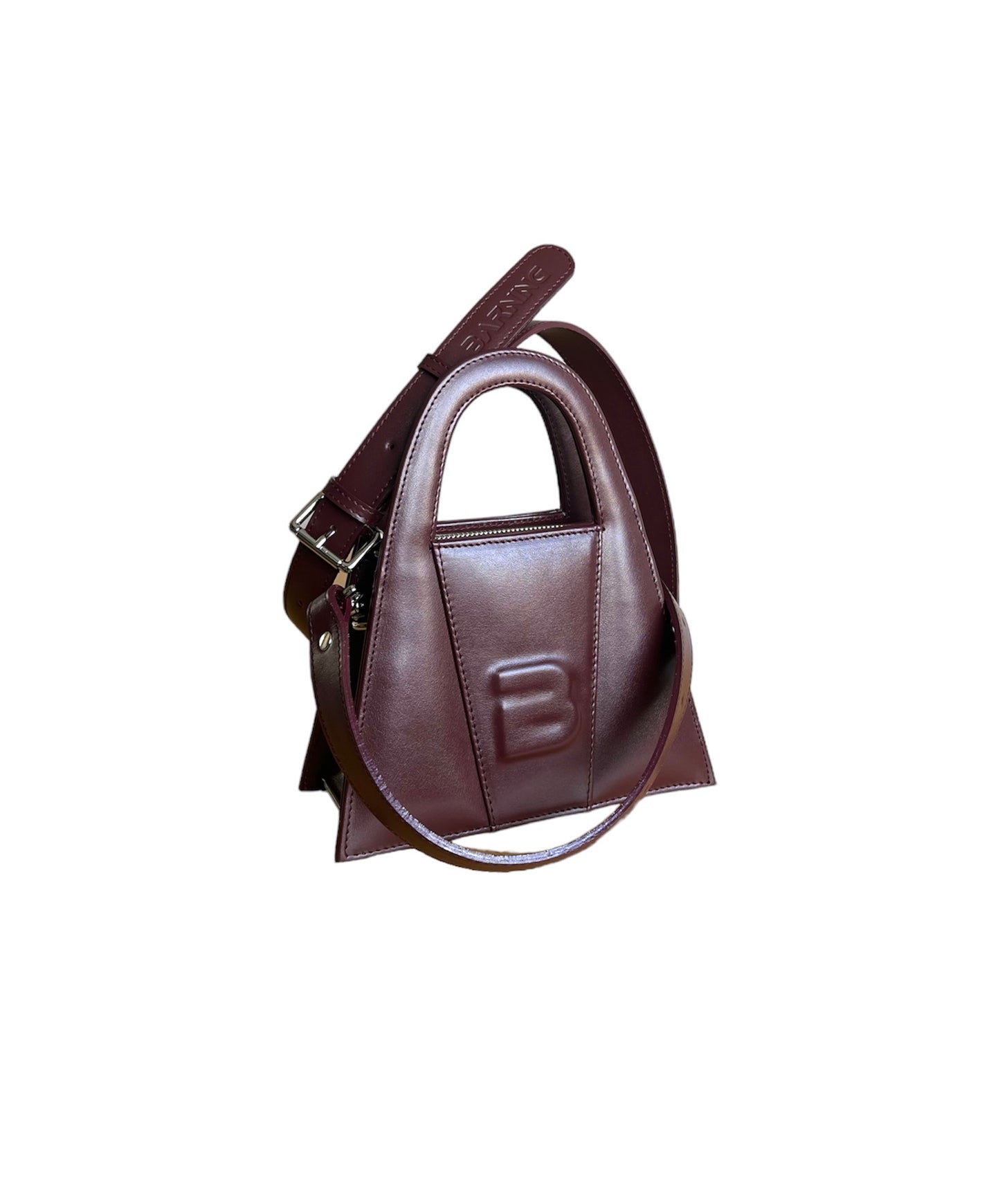 Burgundy Leather Minnie Lock Bag