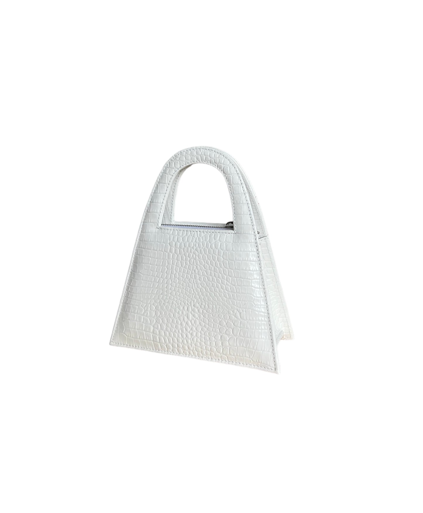White Croco Leather Minnie Lock Bag