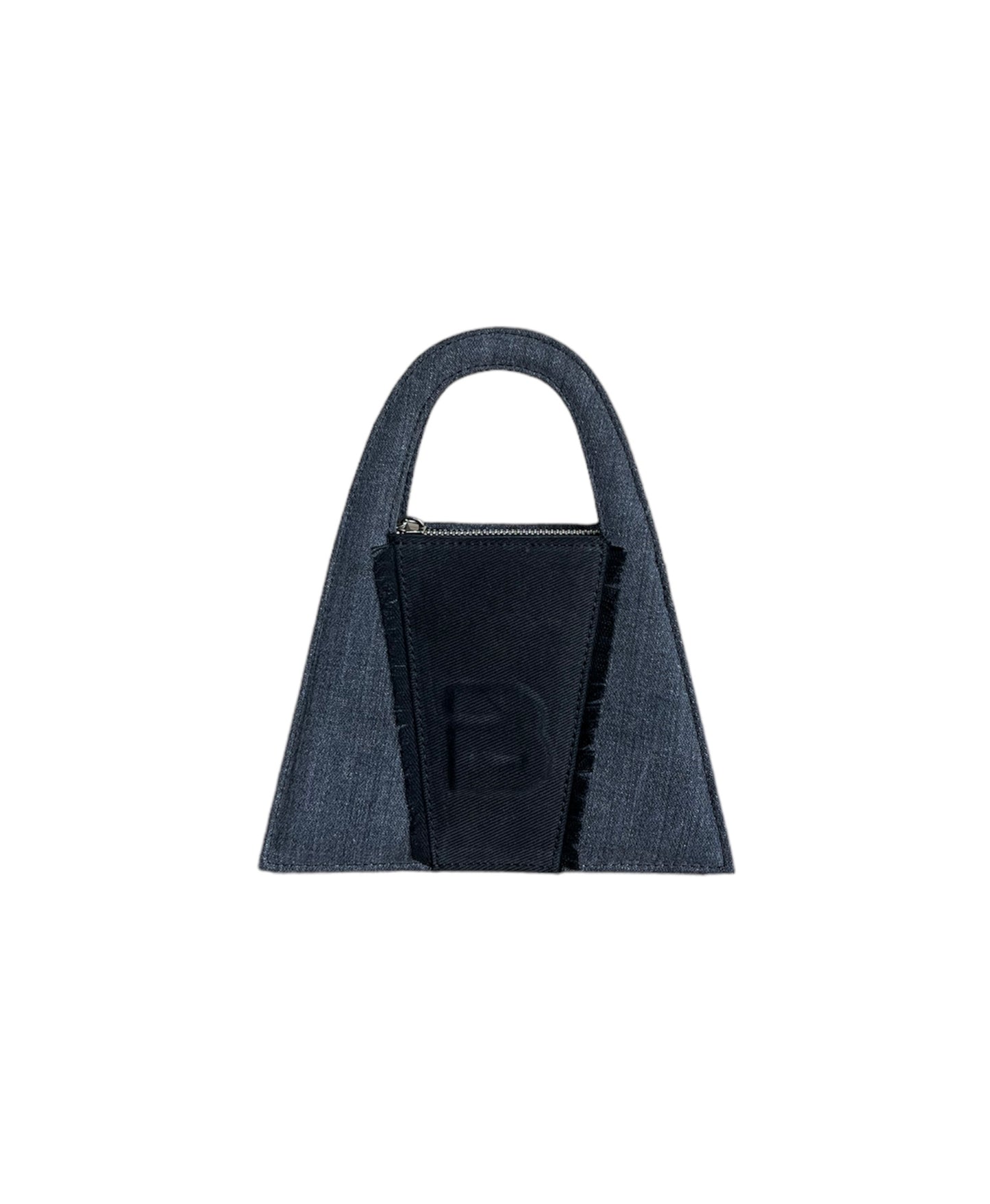 Black & Gray Recycled Denim Minnie Lock Bag