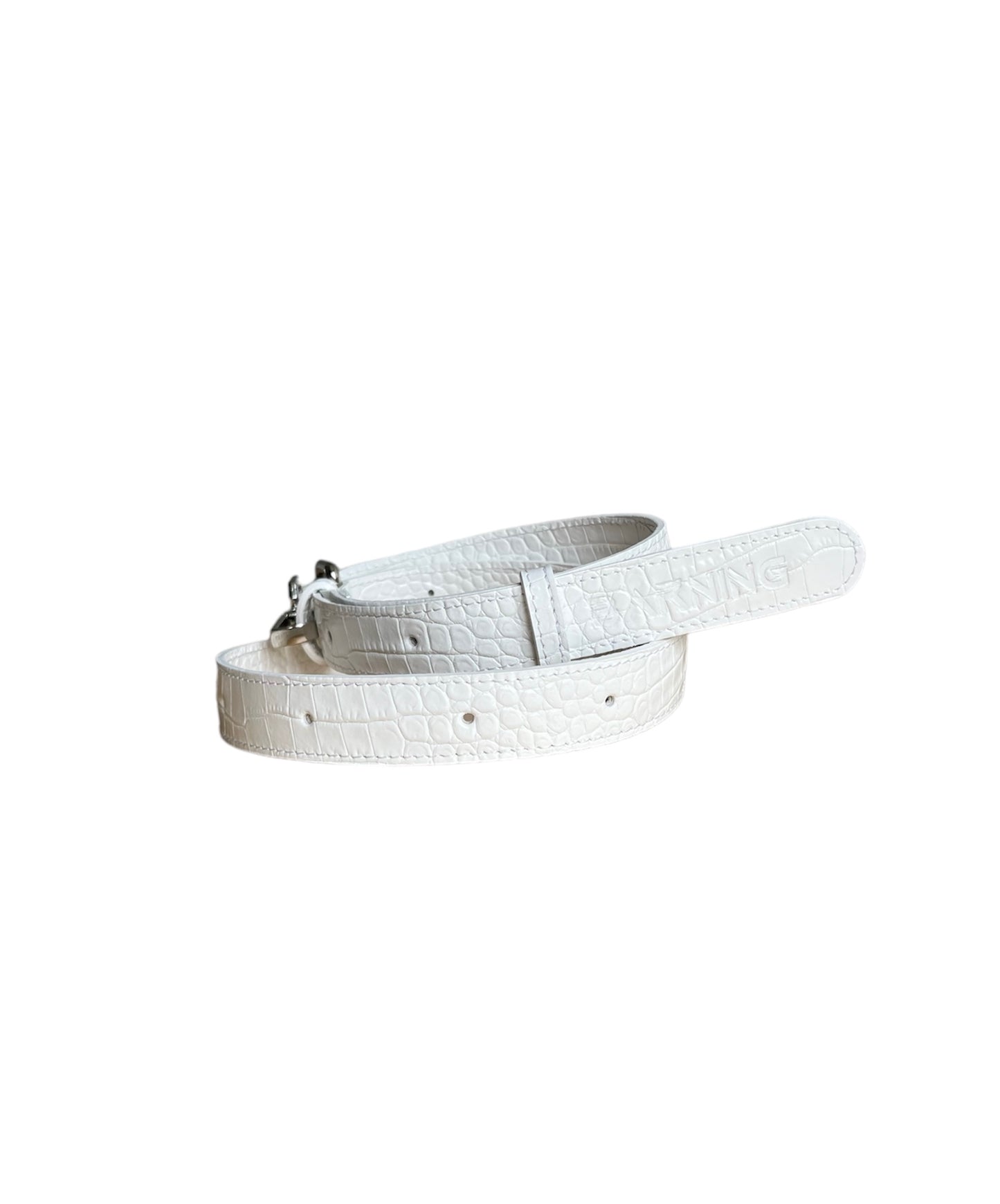 White Croco Leather Minnie Lock Bag