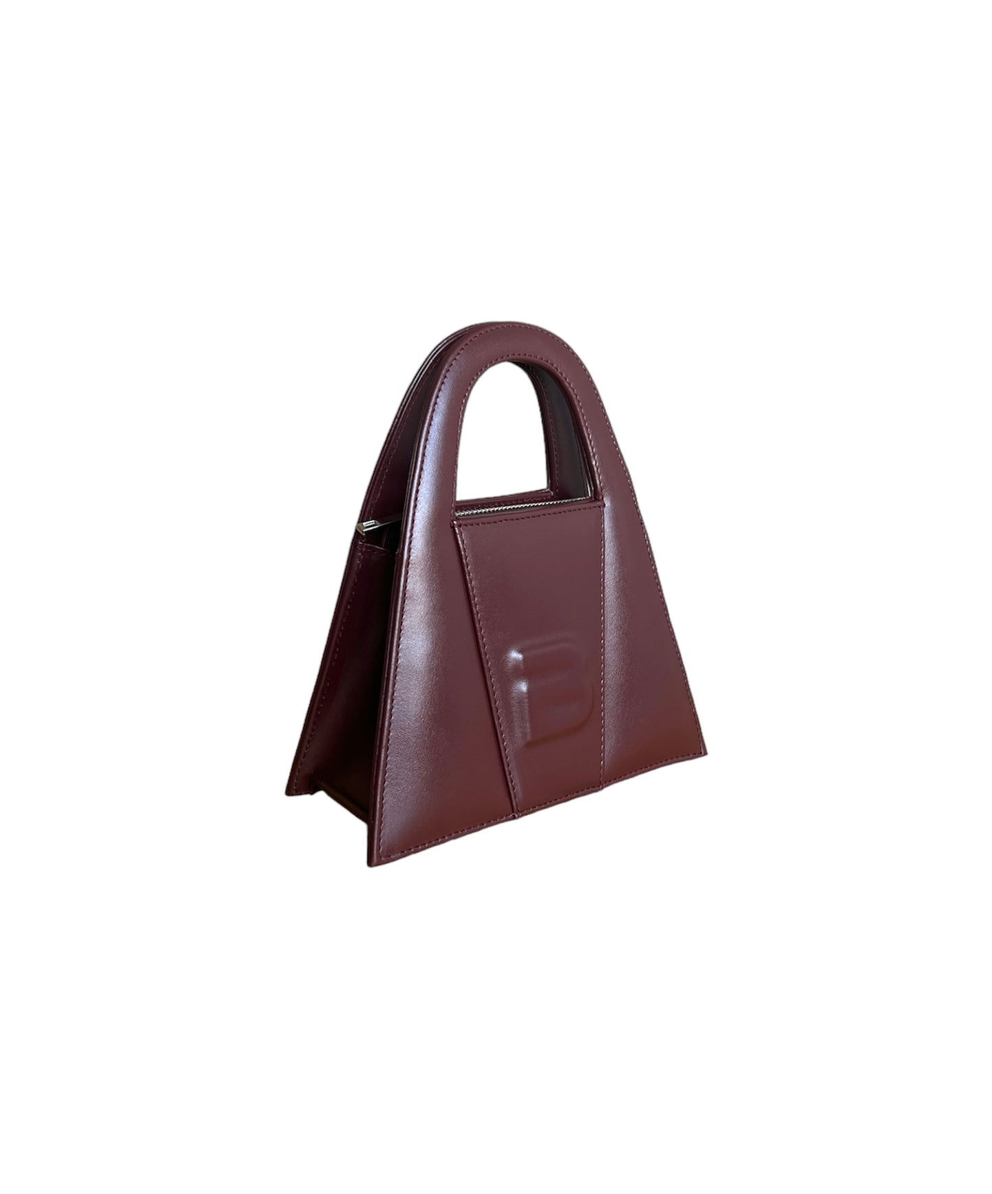 Burgundy Leather Minnie Lock Bag