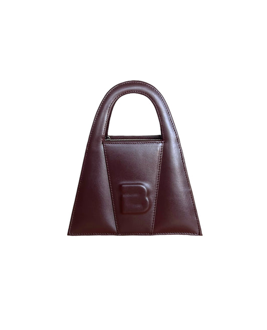 Burgundy Leather Minnie Lock Bag