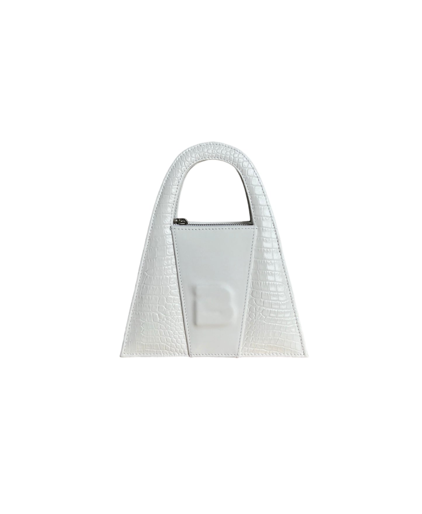 White Croco Leather Minnie Lock Bag