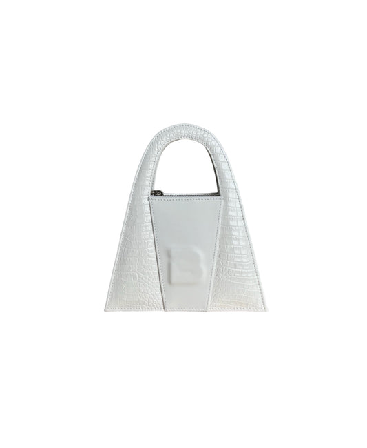 White Croco Leather Minnie Lock Bag