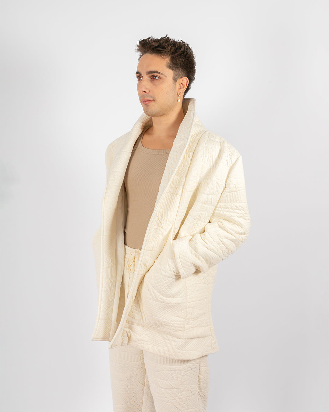 Unisex Beige Cotton Blazer