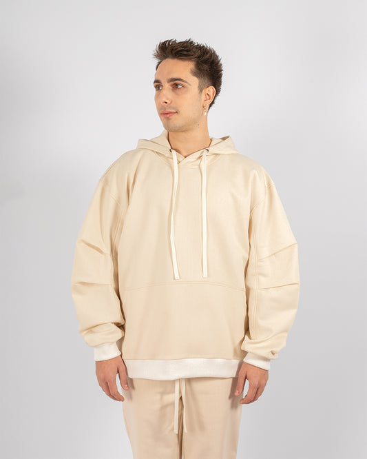 Unisex Beige Cotton Hoodie