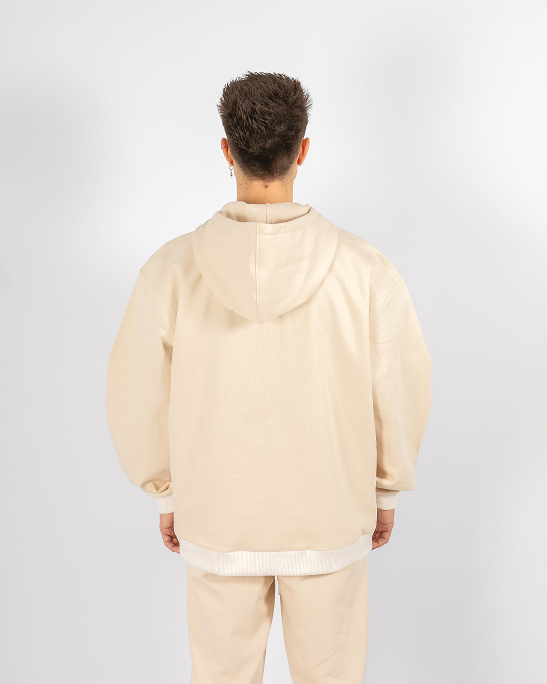 Unisex Beige Cotton Hoodie