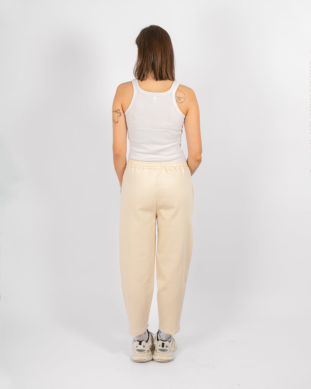 Unisex Balloon Beige Cotton Pants