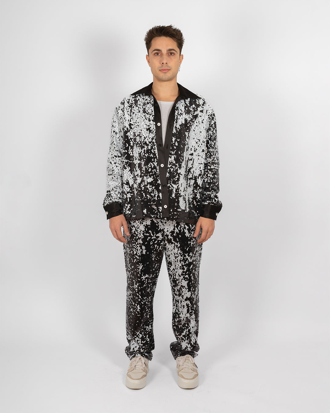 Unisex Black And White Reversible Sequins Urban Pyjamas