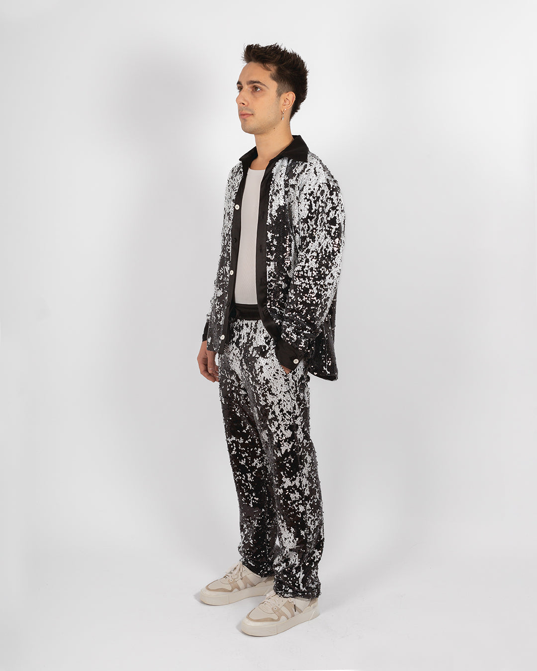 Unisex Black And White Reversible Sequins Urban Pyjamas