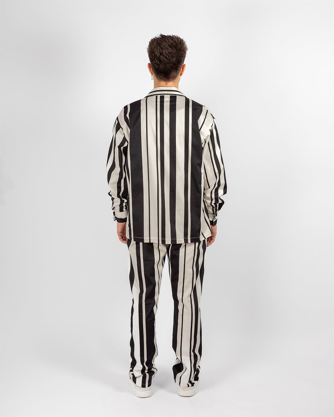 Unisex Striped Black And White Cotton Urban Pyjamas