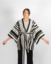 Load image into Gallery viewer, Unisex Striped Black And White Cotton Kimono
