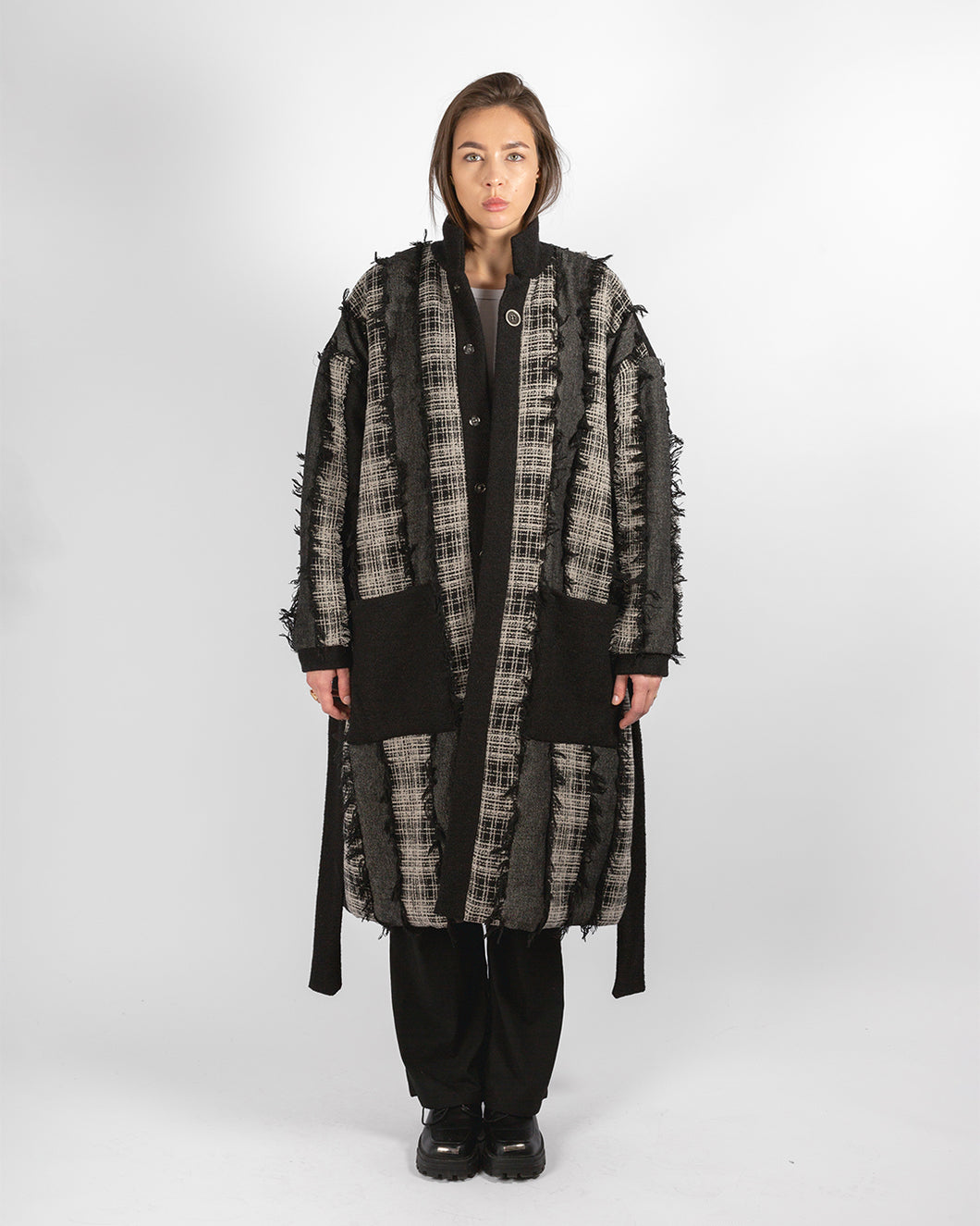 Unisex Patchwork Wool & Cotton Coat