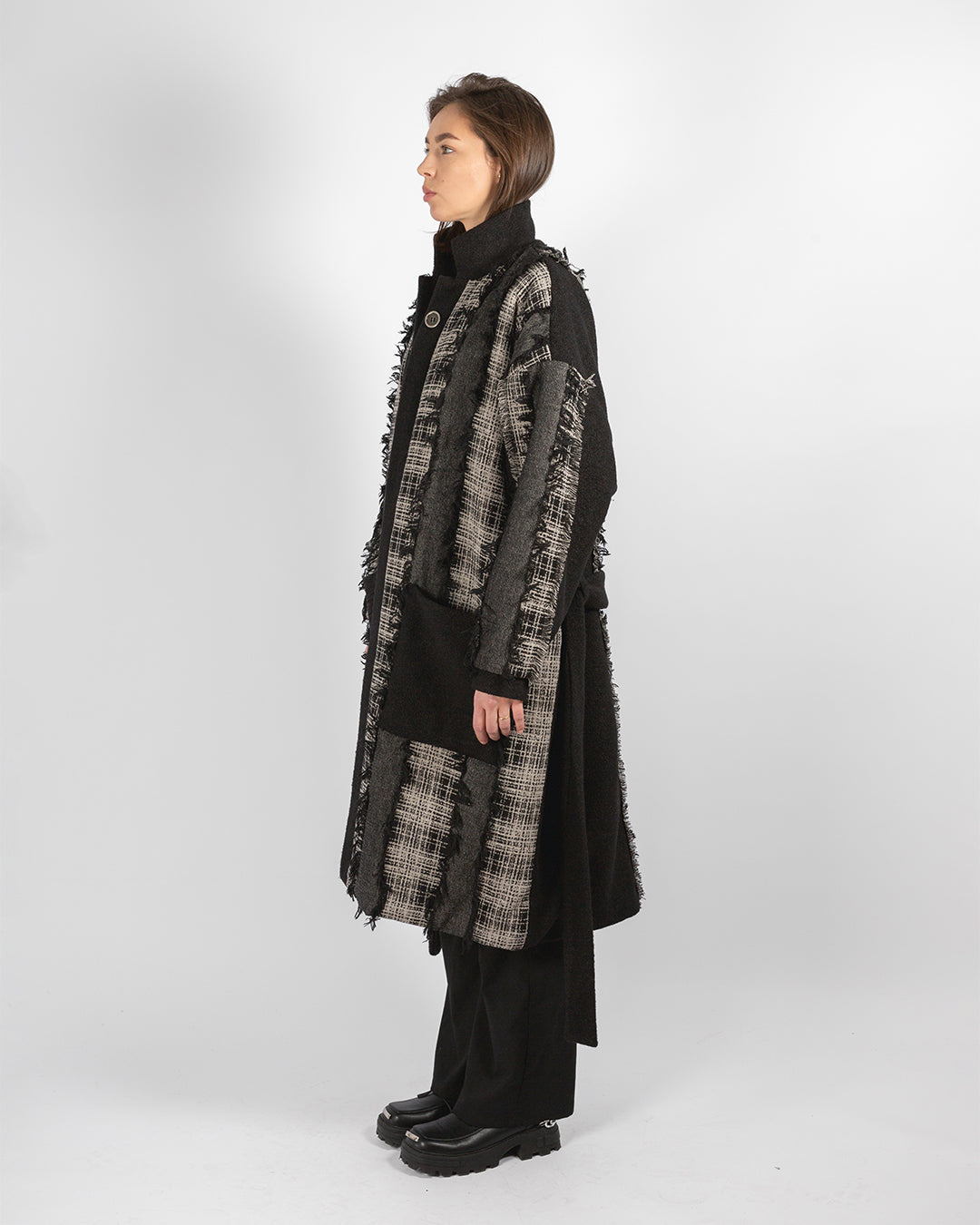 Unisex Patchwork Wool & Cotton Coat