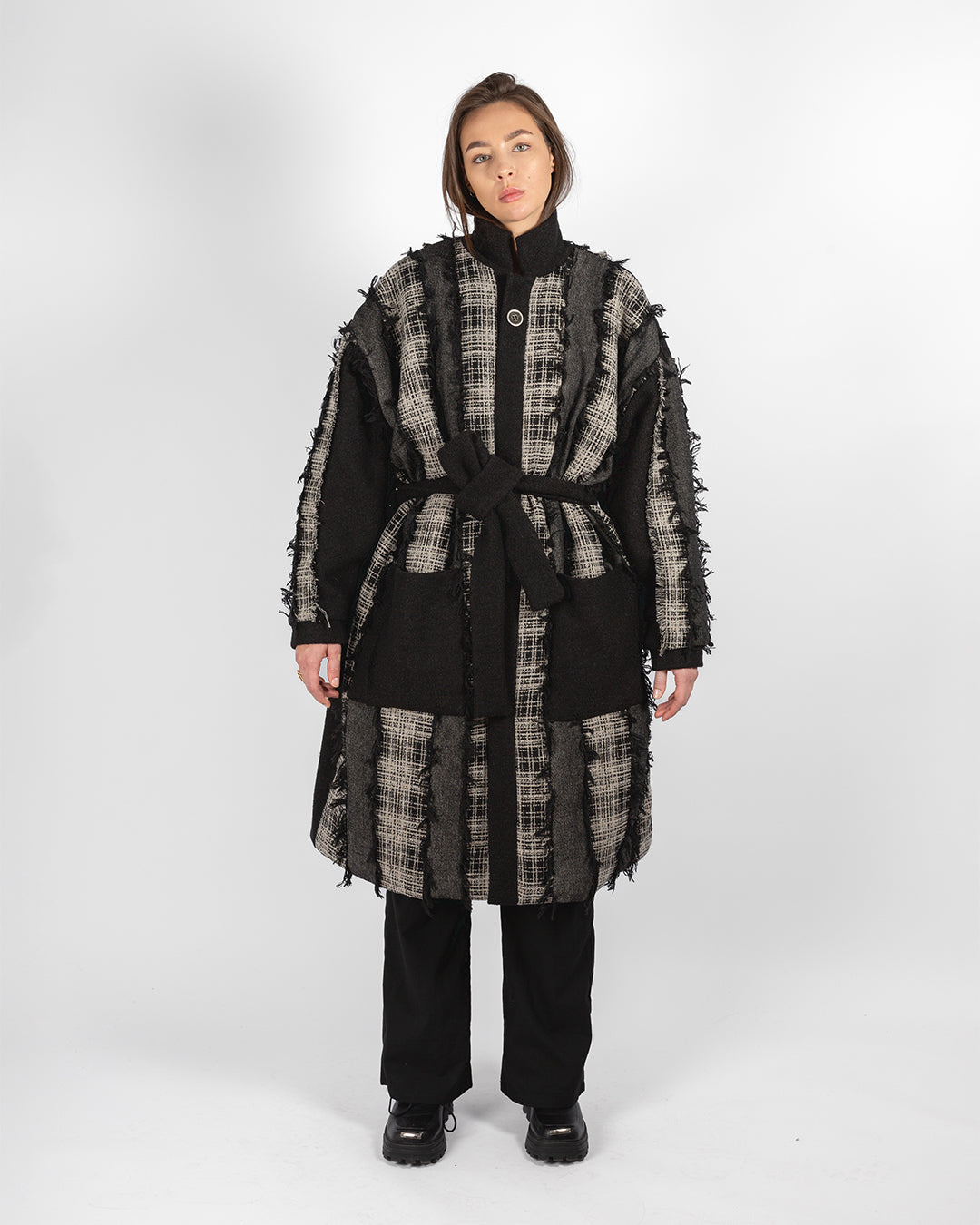 Unisex Patchwork Wool & Cotton Coat