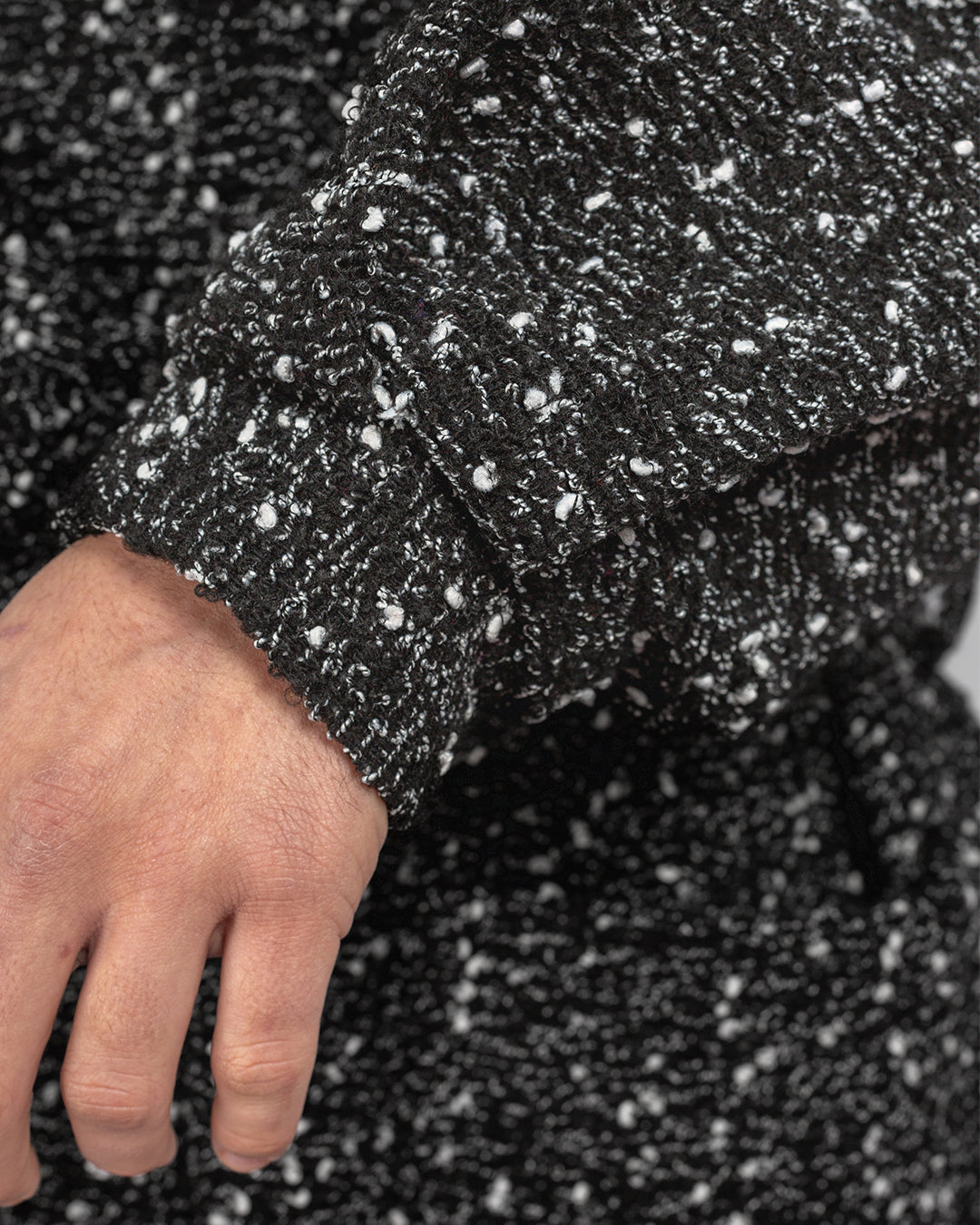 Unisex Black And White Boucle Coat