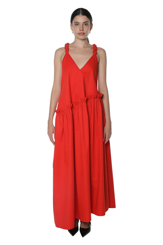 Barning Braided Dress On Red