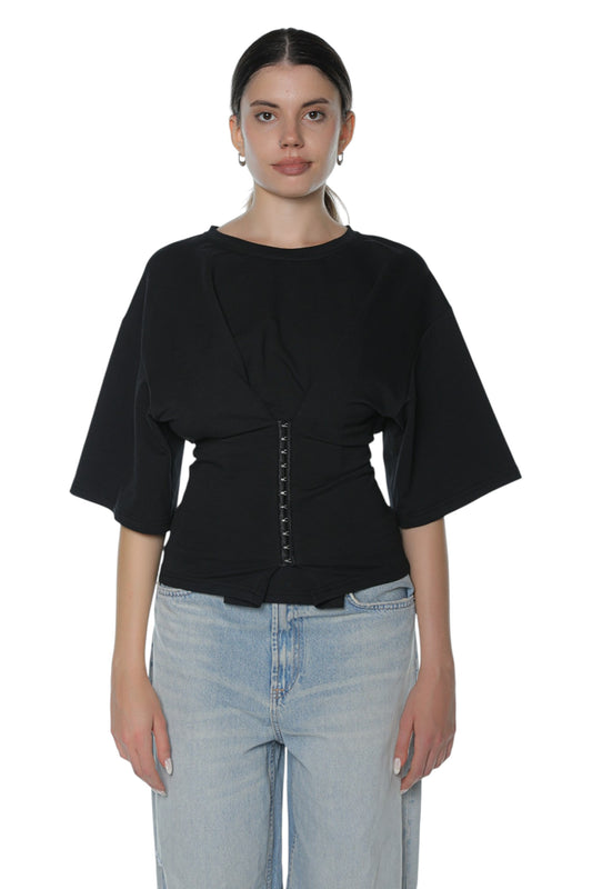 Barning Corseted Tshirt On Black