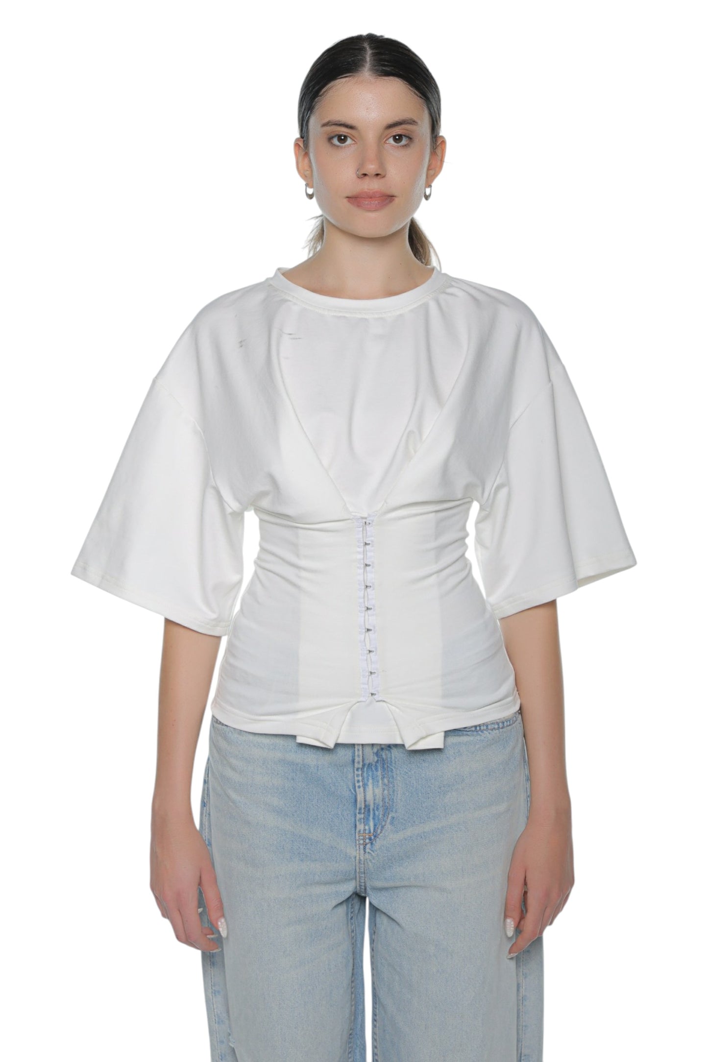 Barning Corseted T-Shirt In Off White