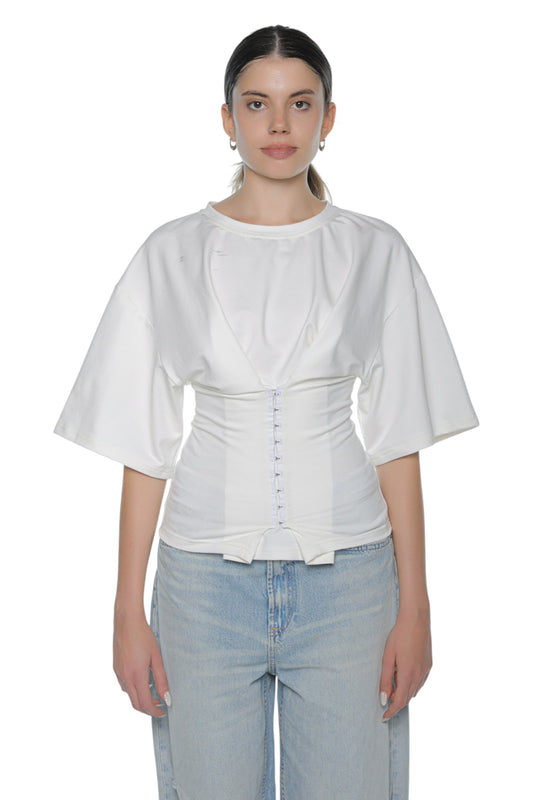 Barning Corseted T-Shirt In Off White
