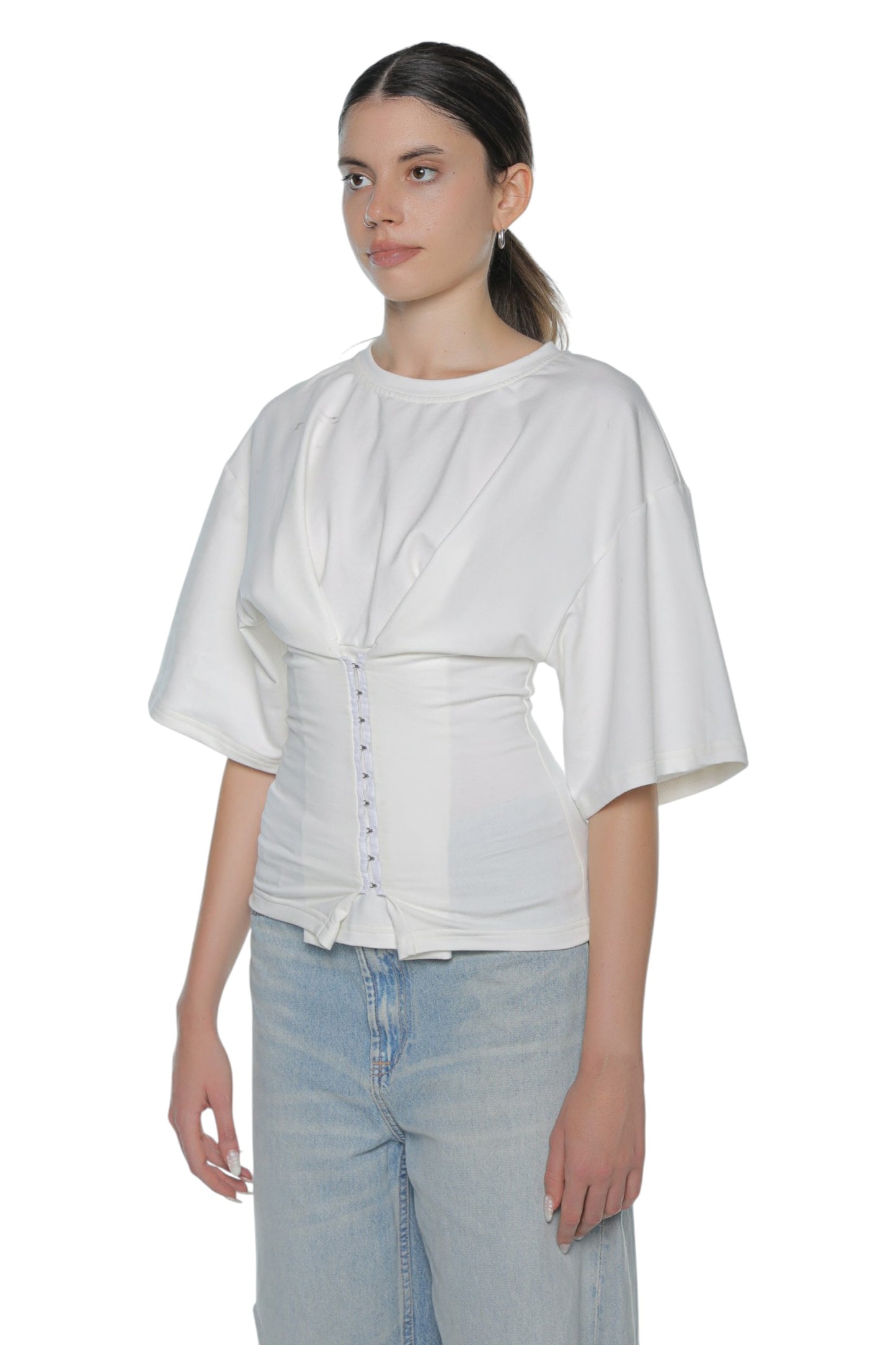 Barning Corseted T-Shirt In Off White