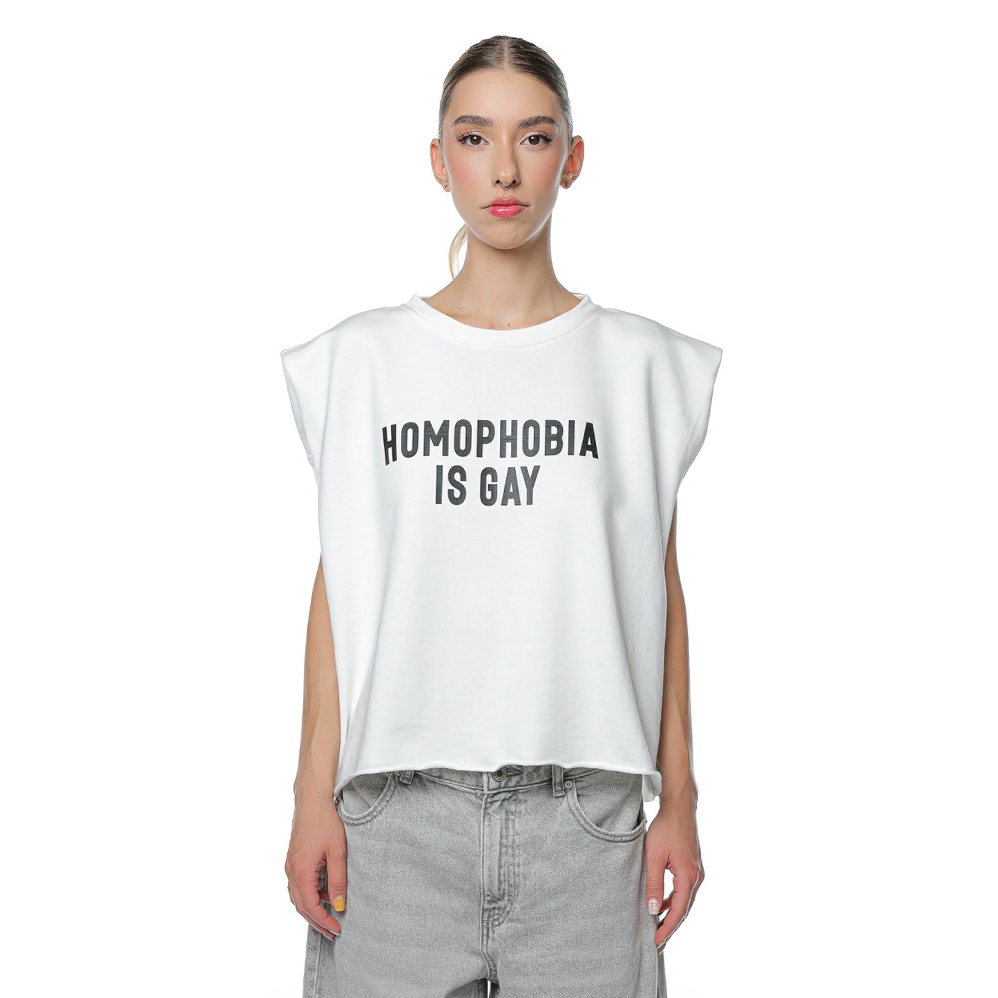 Top Unisex Off White Boxy Cu Print