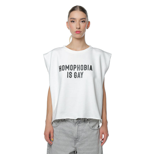 Top Unisex Off White Boxy Cu Print