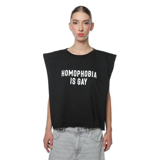 Top Unisex Negru Boxy Cu Print