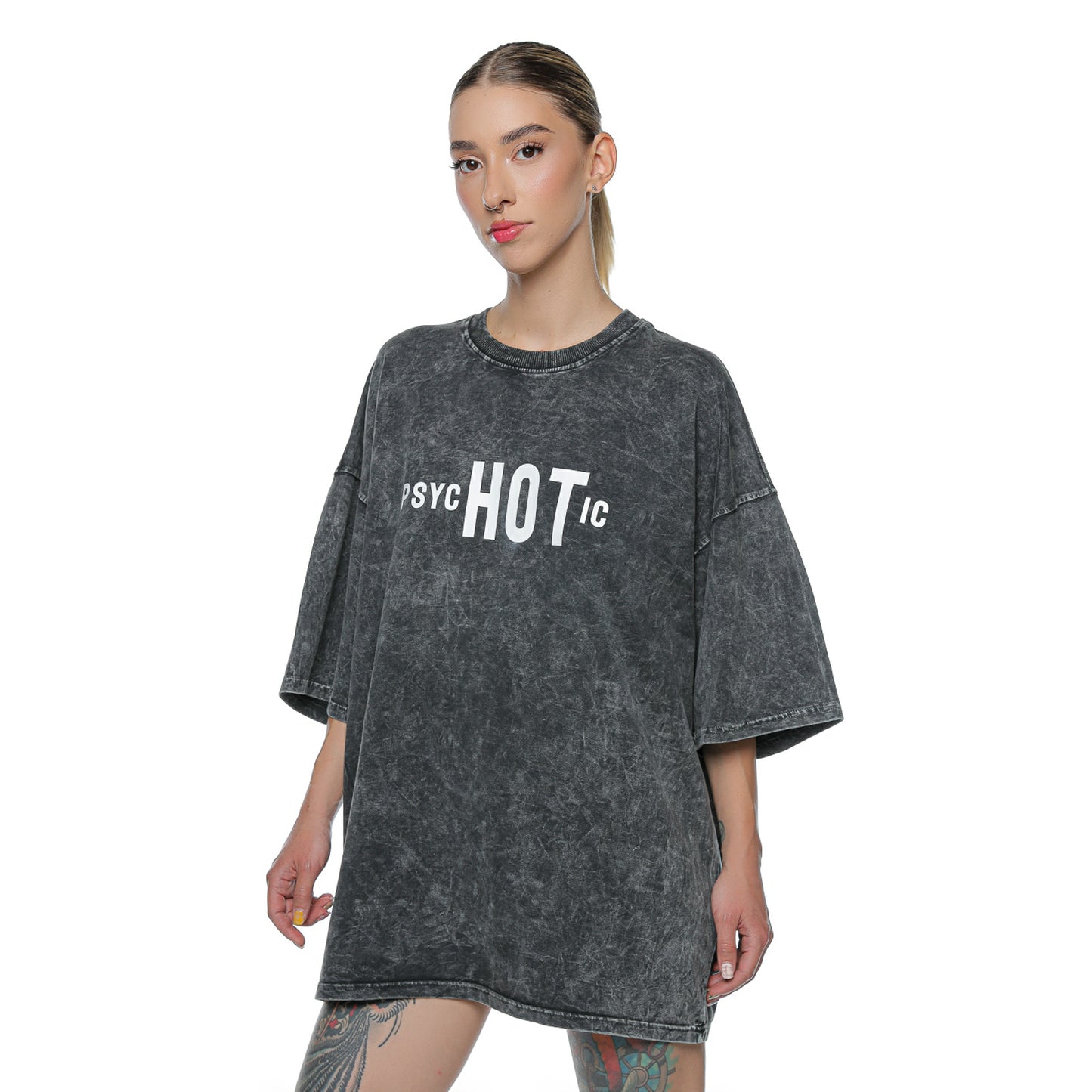 Tricou Unisex Gri Oversized Cu Print