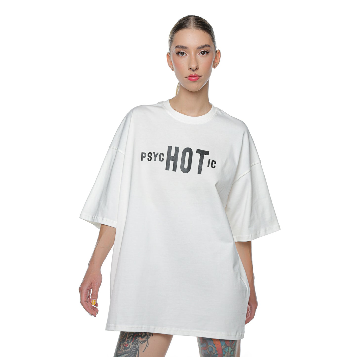 Tricou Unisex Off White Oversized Cu Print