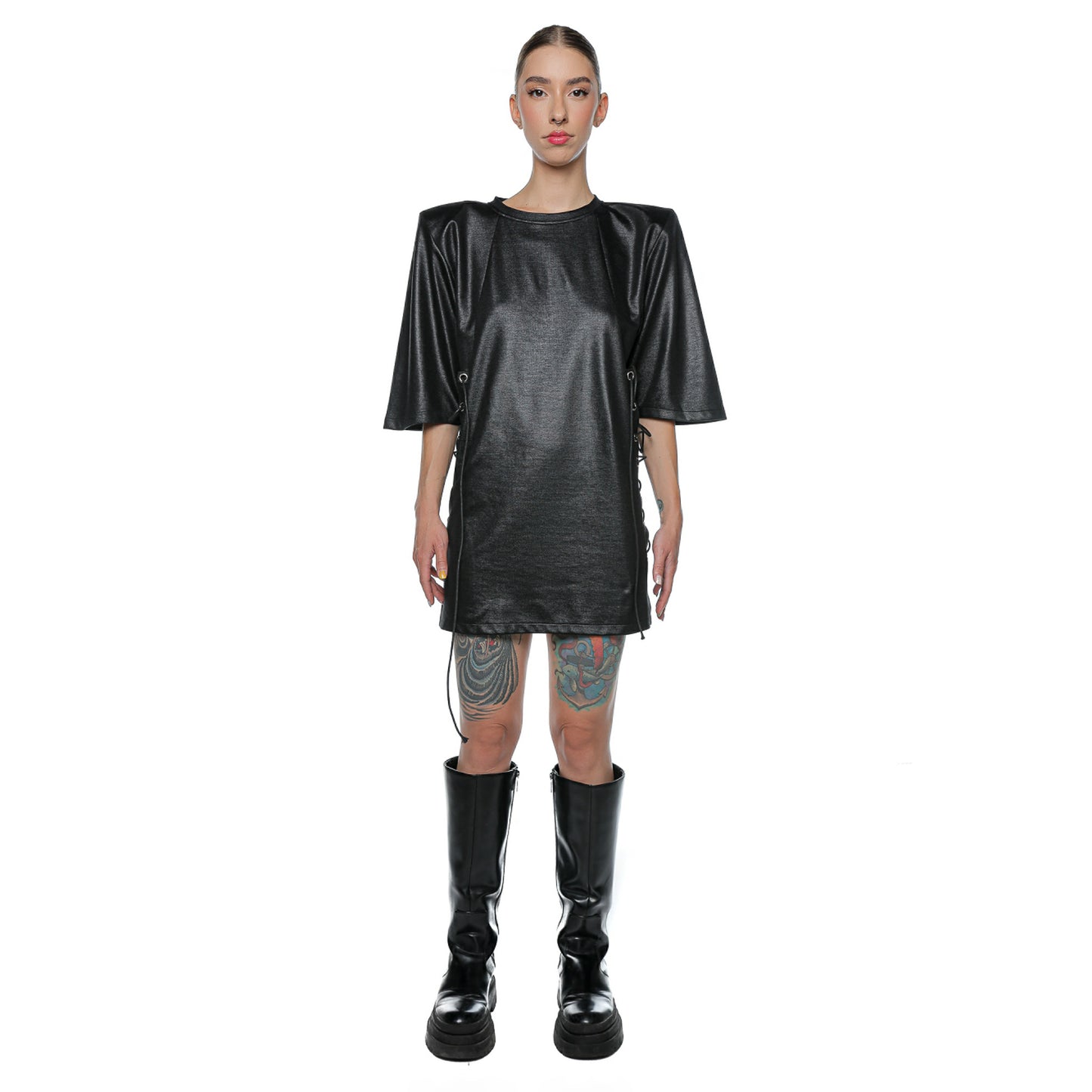 Hibrid Tshirt Dress With Padded Shoulders