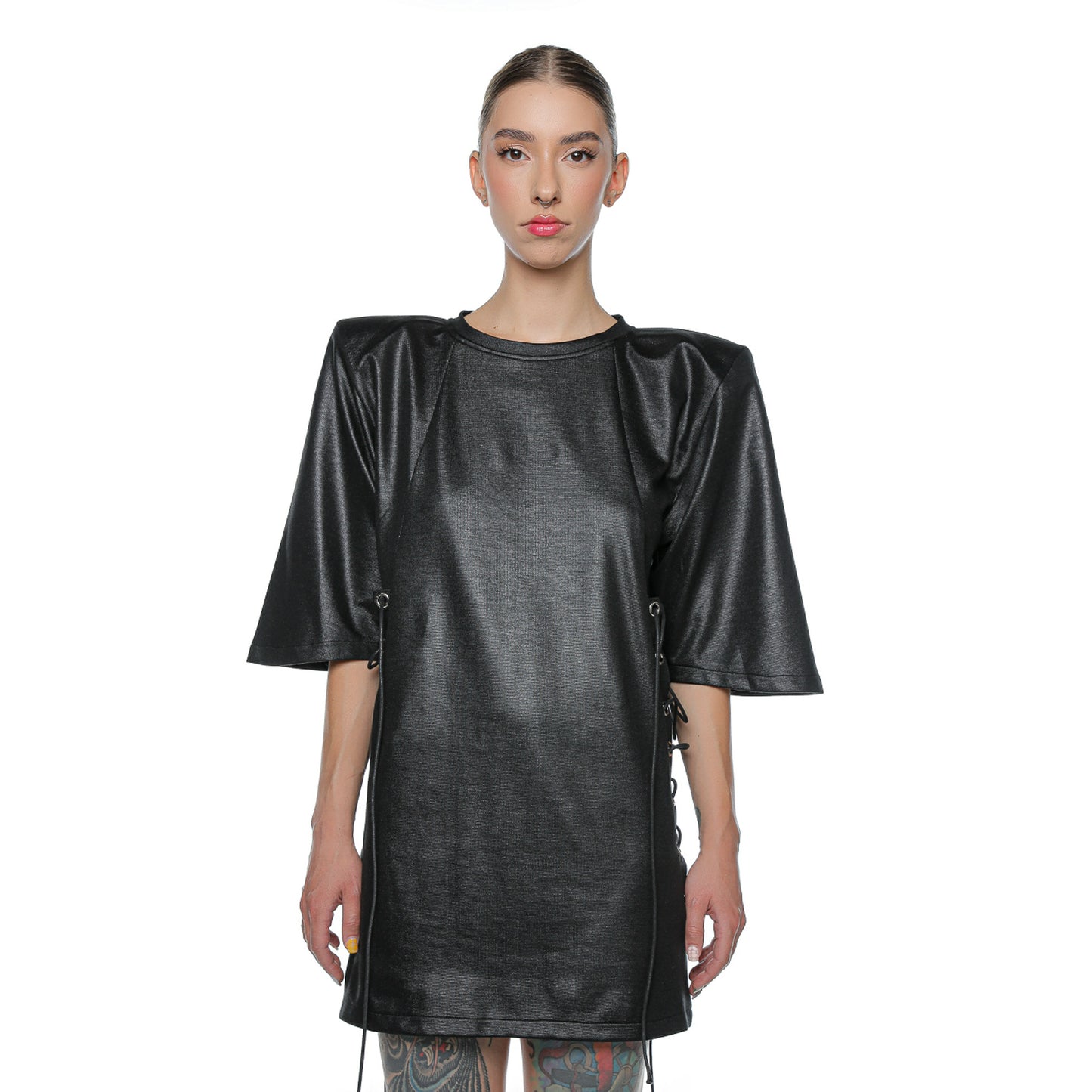 Hibrid Tshirt Dress With Padded Shoulders