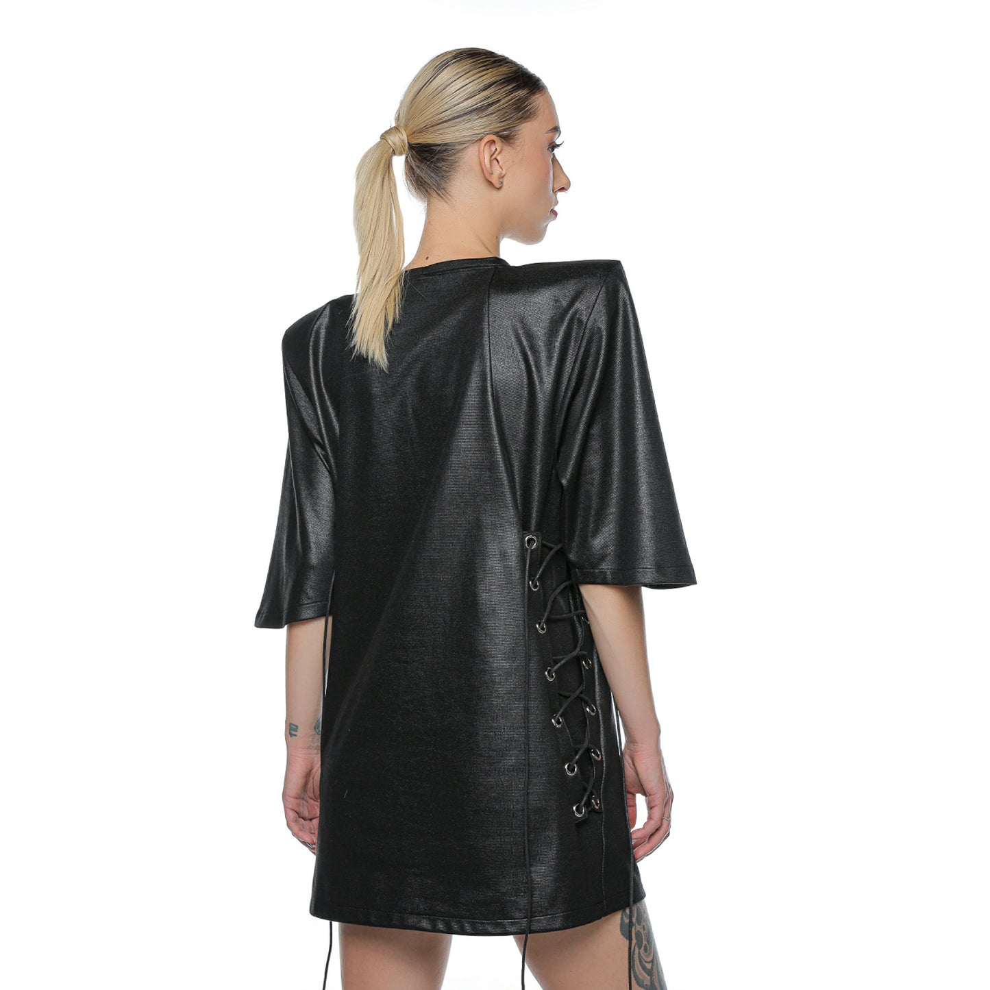 Hibrid Tshirt Dress With Padded Shoulders