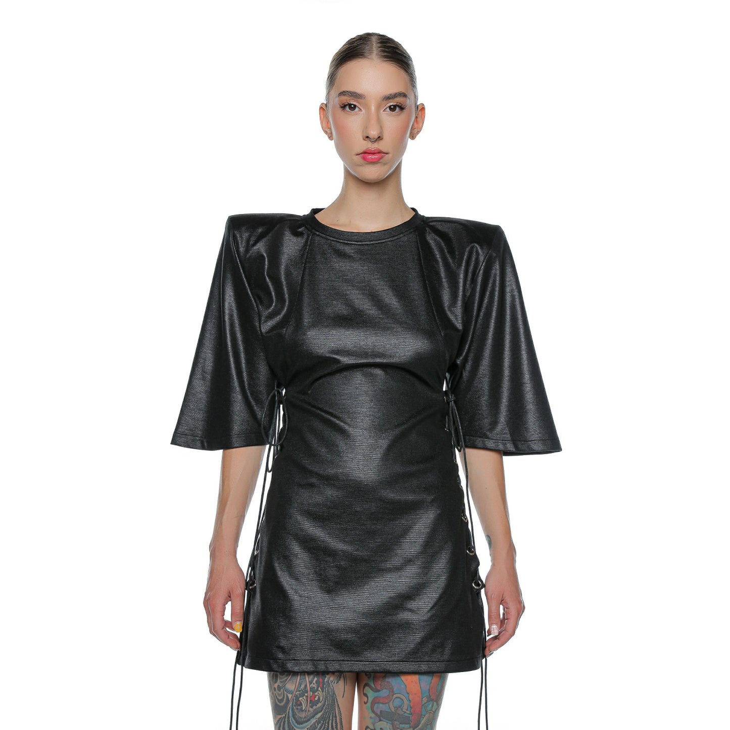 Hibrid Tshirt Dress With Padded Shoulders