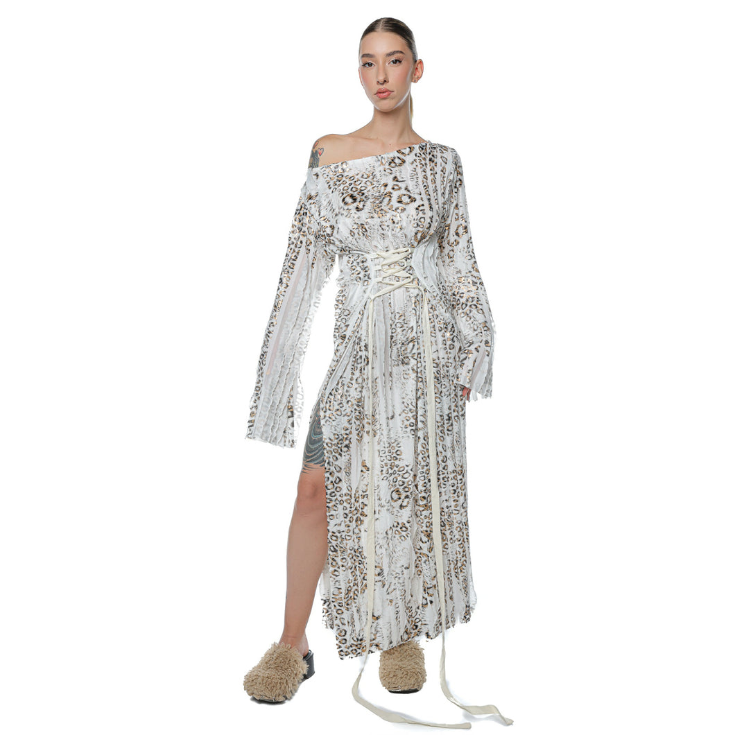 Rochie Wave Animal Print Off Shoulder