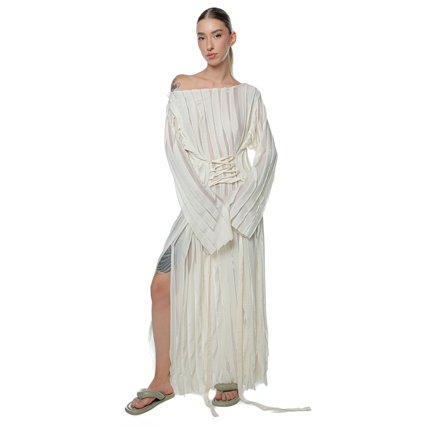 Rochie Wave Bej Off Shoulder