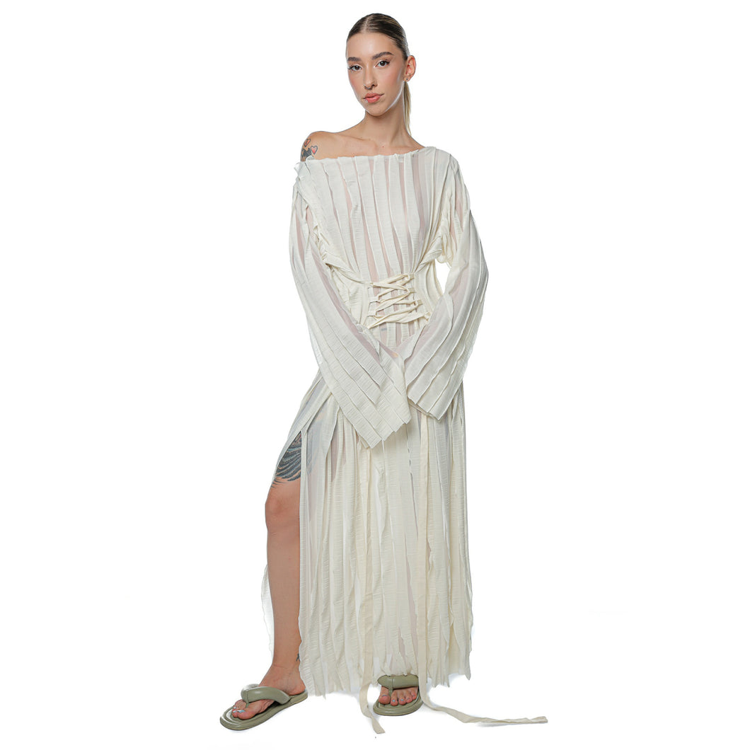 Rochie Wave Bej Off Shoulder
