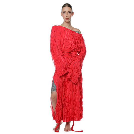 Rochie Wave Rosu Off Shoulder