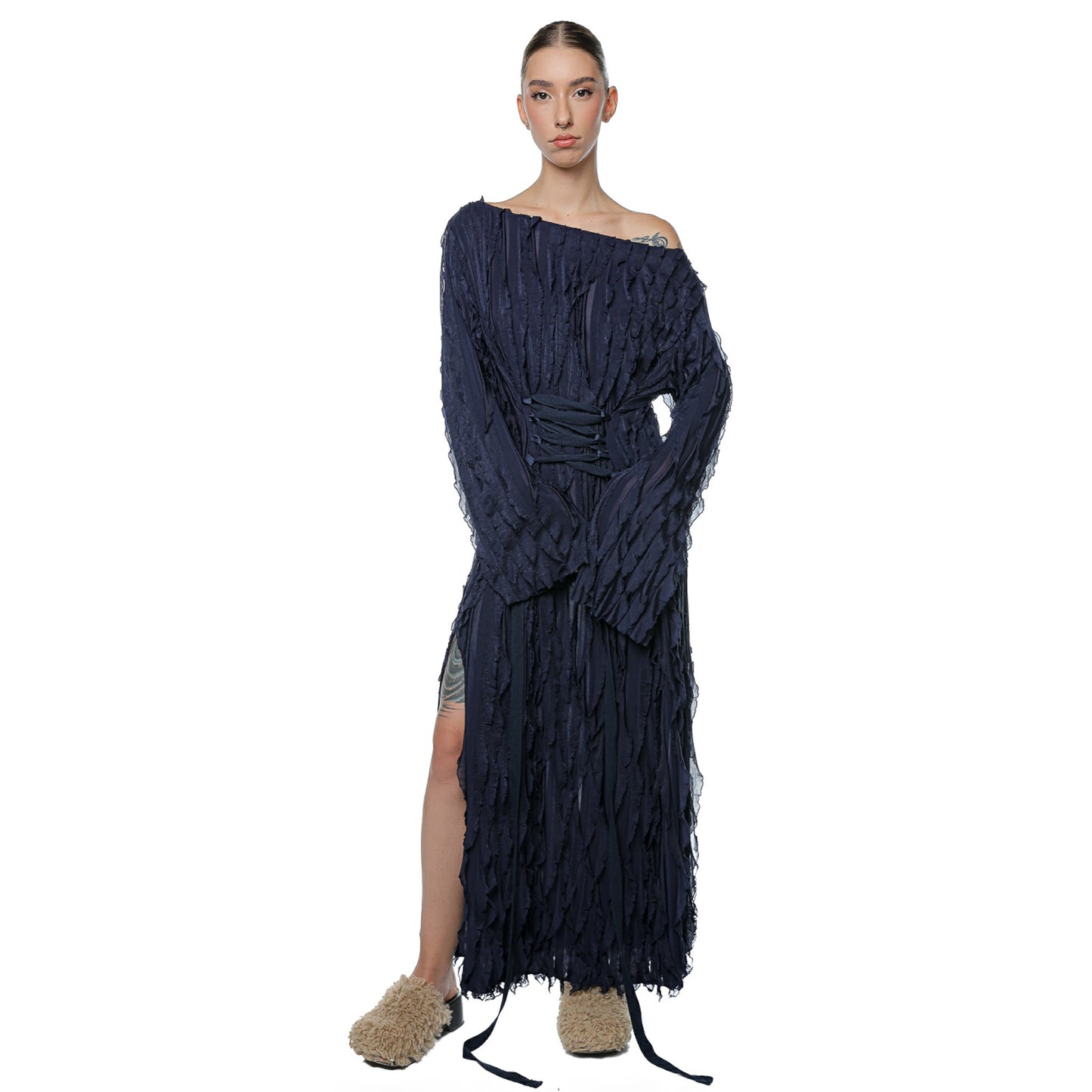Rochie Wave Bleumarin Off Shoulder