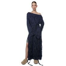 Load image into Gallery viewer, Rochie Wave Bleumarin Off Shoulder
