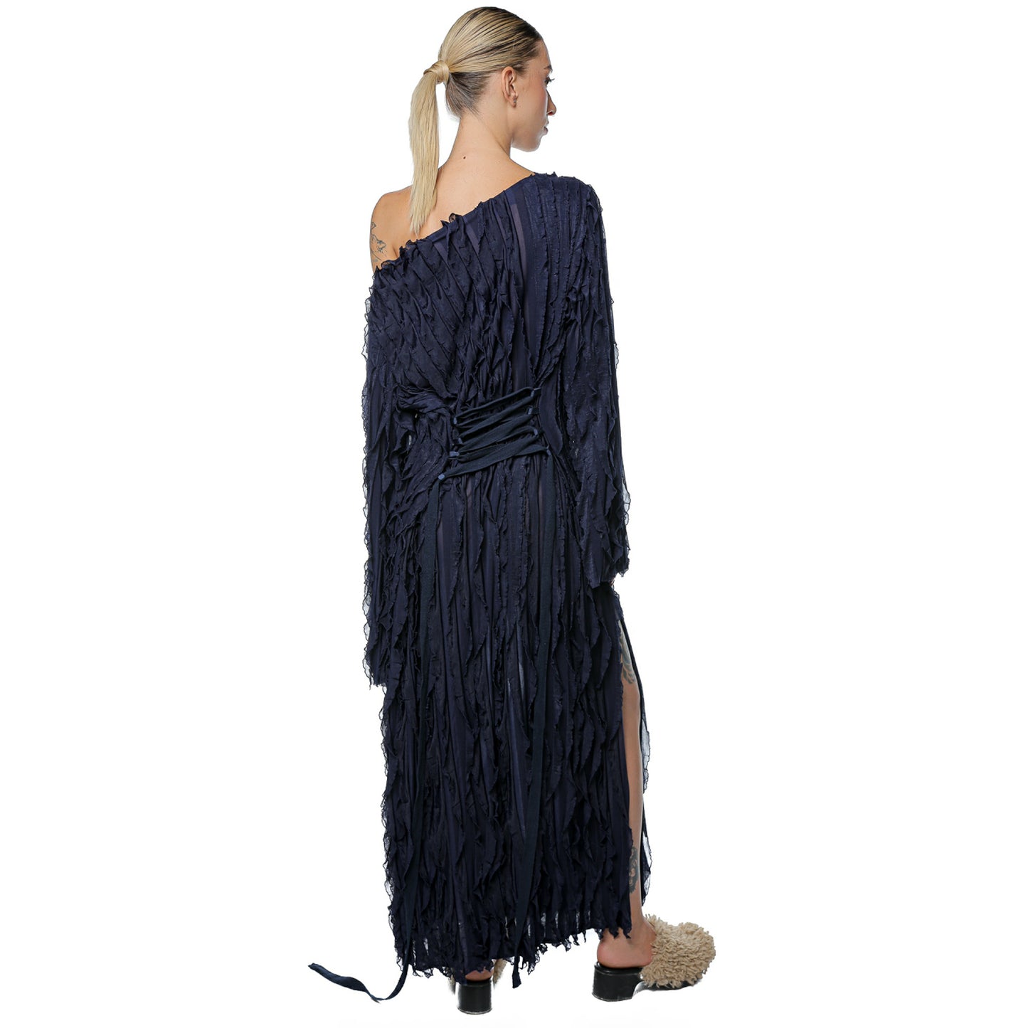 Rochie Wave Bleumarin Off Shoulder