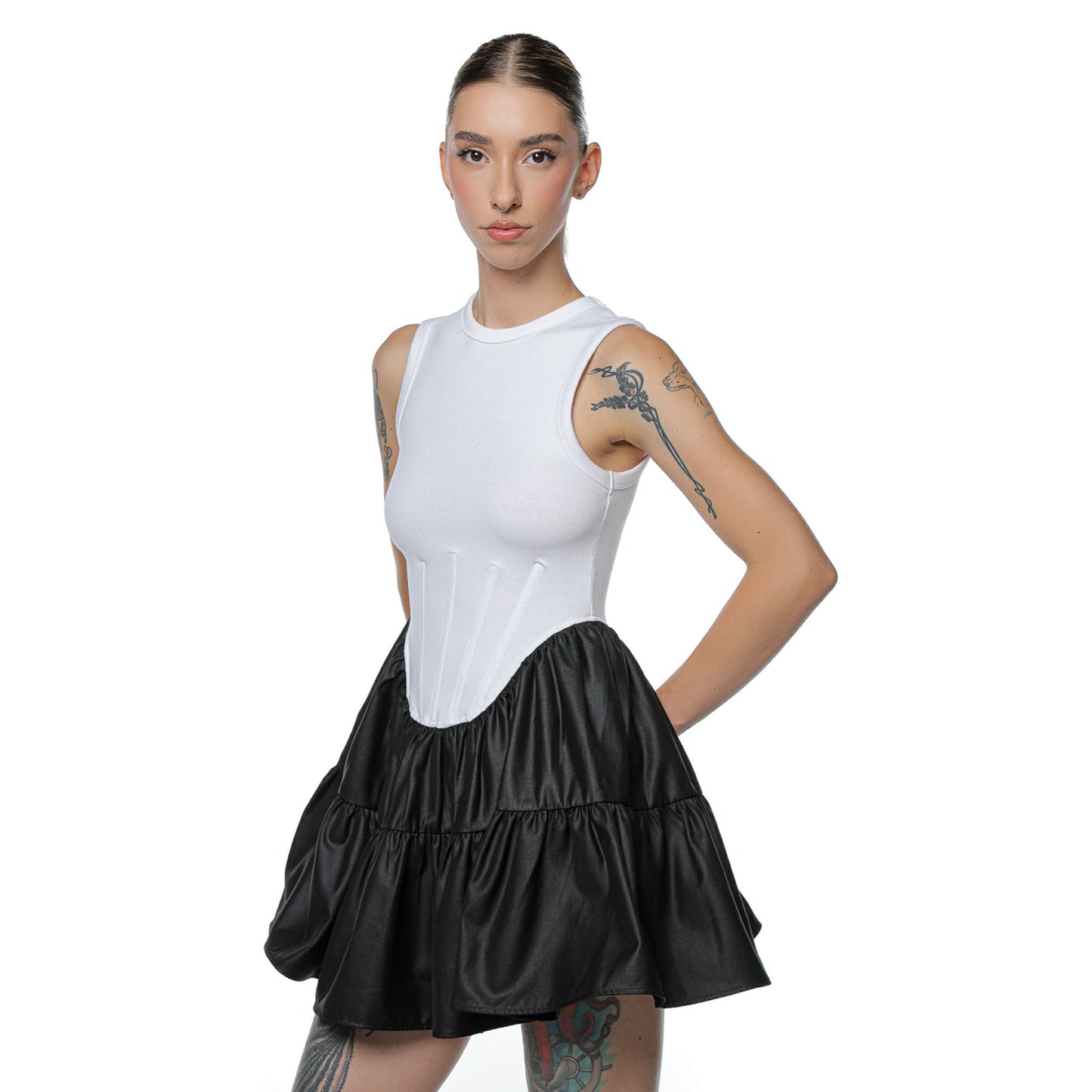 Rochiță Albă Valentine Cu Detalii De Corset