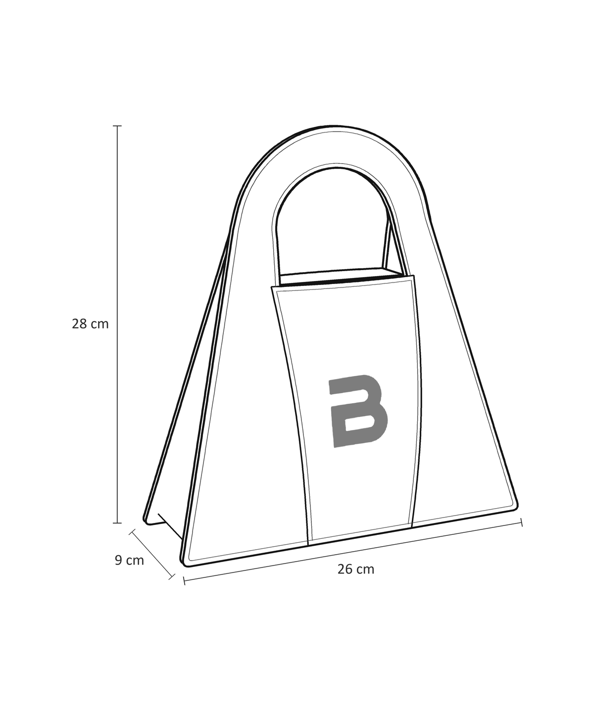 Midi Lock Bag dimensions: height 28 cm, width 26 cm, depth 9 cm