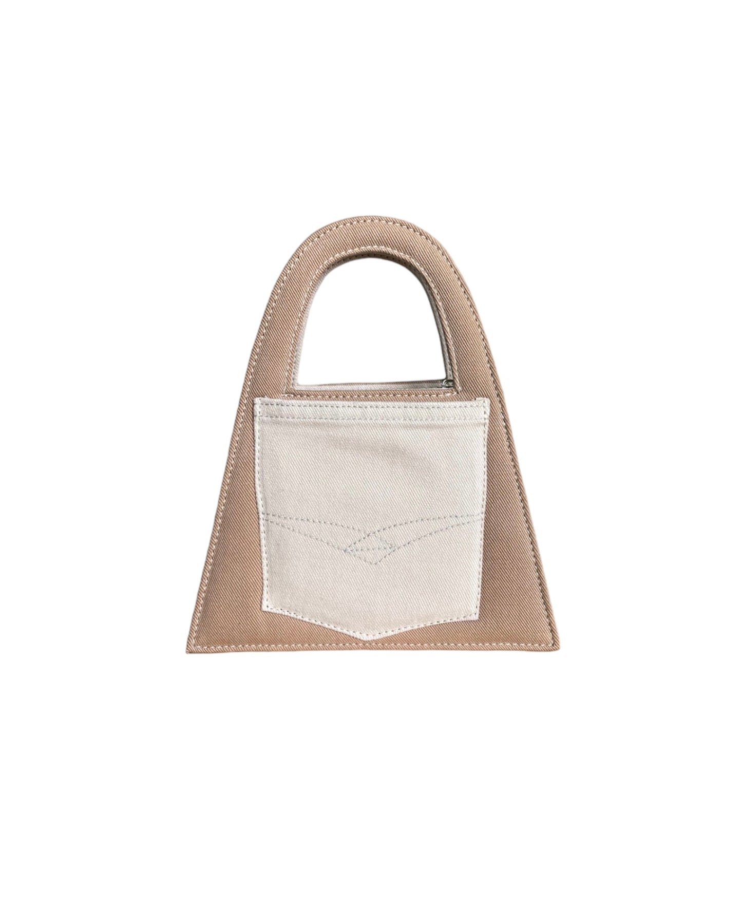 100% Recycled Denim Minnie Lock Bag - Café Au Lait