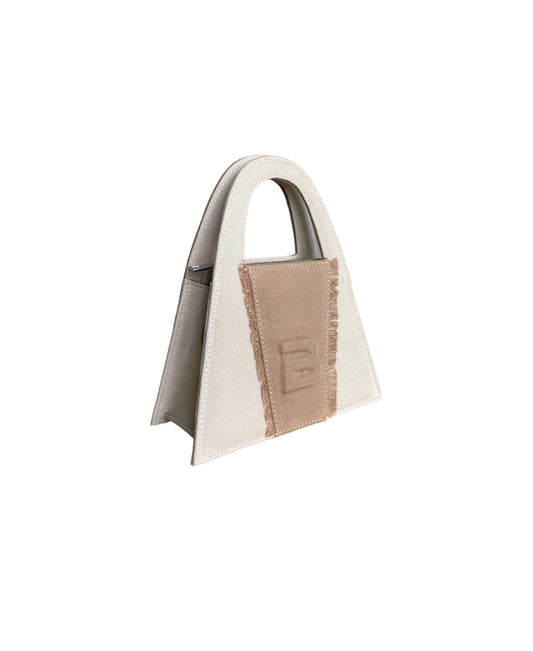 100% Recycled Denim Minnie Lock Bag - Café Au Lait