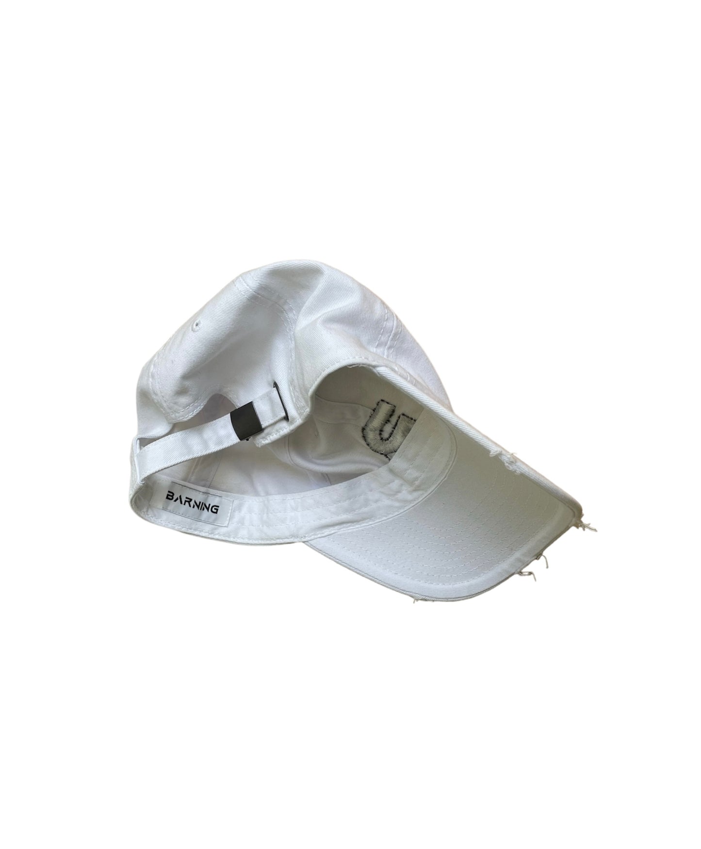 White Light Denim Distressed Cap