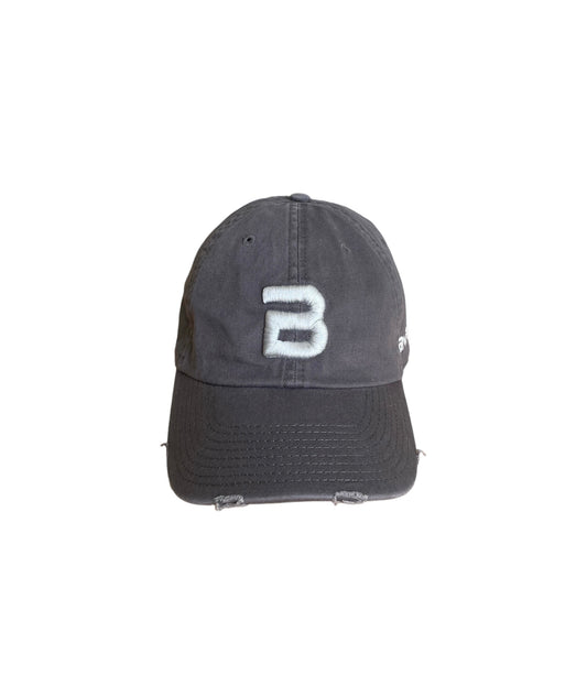 Gray Light Denim Distressed Cap