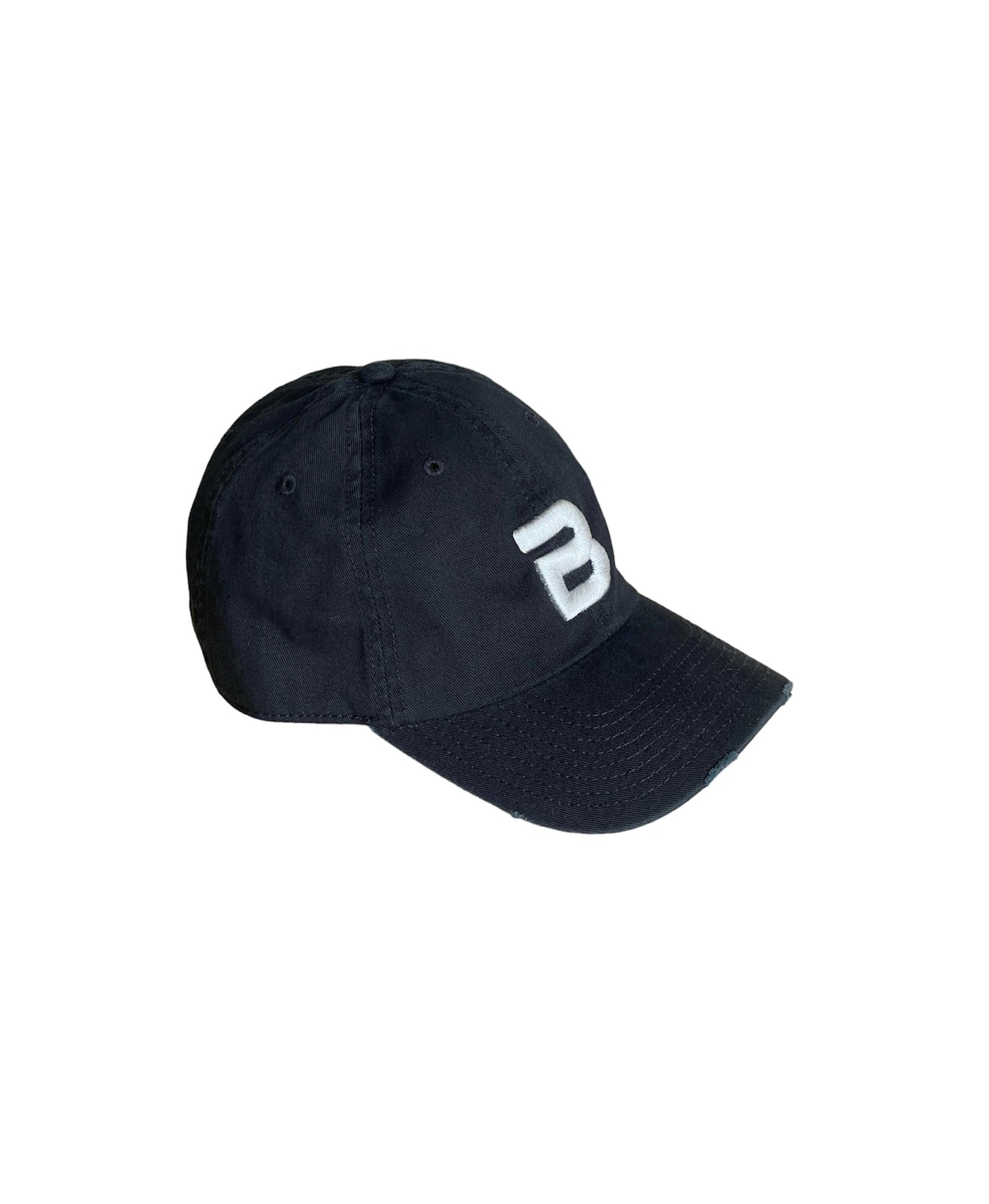 Black Light Denim Distressed Cap