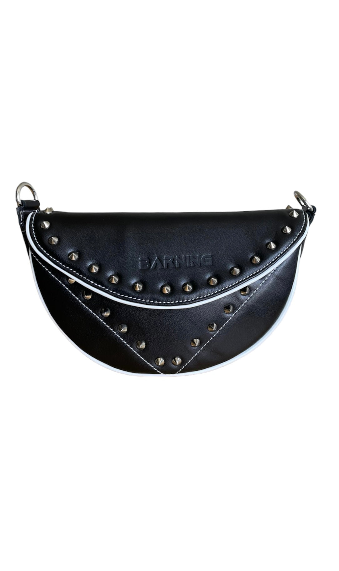 Genuine Leather Black & White Moon Bag
